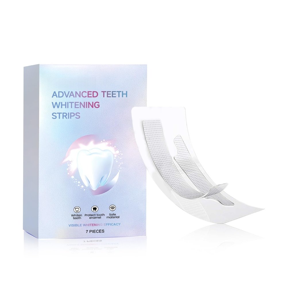 Advanced Teeth Whitening Strips - 7 Pcs Professional Design for Upper & Lower Teeth, Easy At-Home Smile Enhancement Routine, Flexible Clear Strips for Daily Oral Care