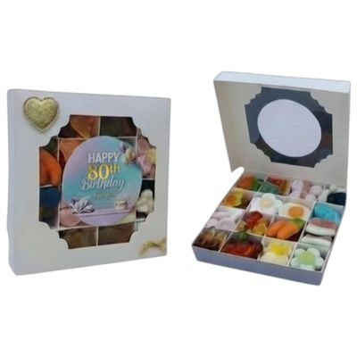 Birthday Sweets Gift Box | Customised Age | Pick & Mix Sweets Selection (500g) | 15 Colourful Sweet Flavours| Perfect BD Gift For Boys, Girls, Adults, Men & Women (80th Birthday)