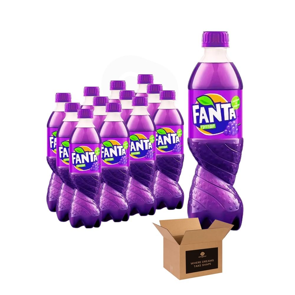Fanta Original Fruit Flavoured Sparkling Fizzy Soft Variety Drinks, Cans Bottles | Orange, Lemon, Fruit Twist, Pineapple & More | Regular & 0 Sugar | (Bottles 500ml 12 pack, Grape PM 1.40)