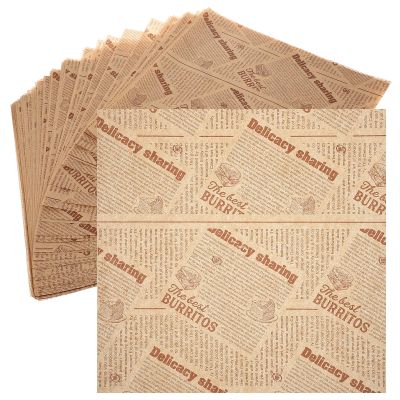 Abaodam 100pcs Oil Proof Food Wrapping Paper for Cakes and Desserts, Waterproof and Tear Resistant Paper Wraps, Stylish Sandwich and Burger Wrapping for Birthday Parties and Assorted Style