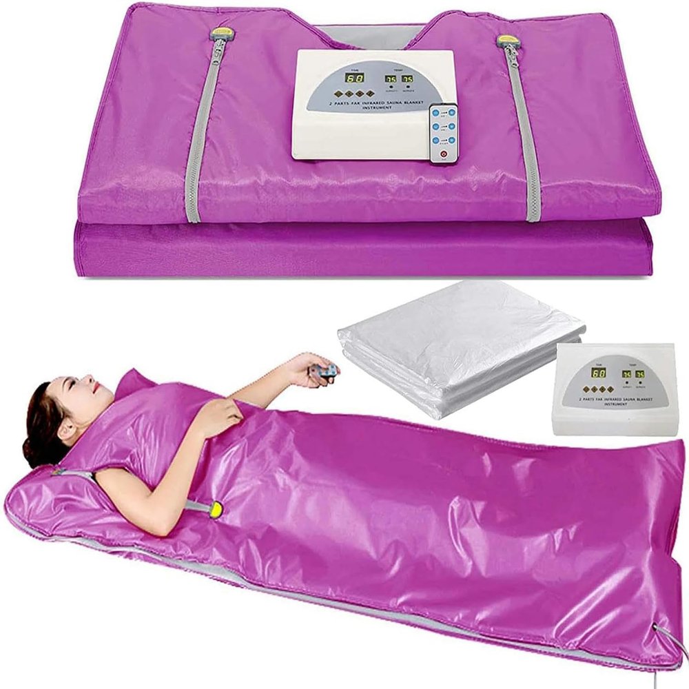 Digital Heat Sauna Blanket with Dual Zone Controller and Protective Sheets for Home Spa Therapy