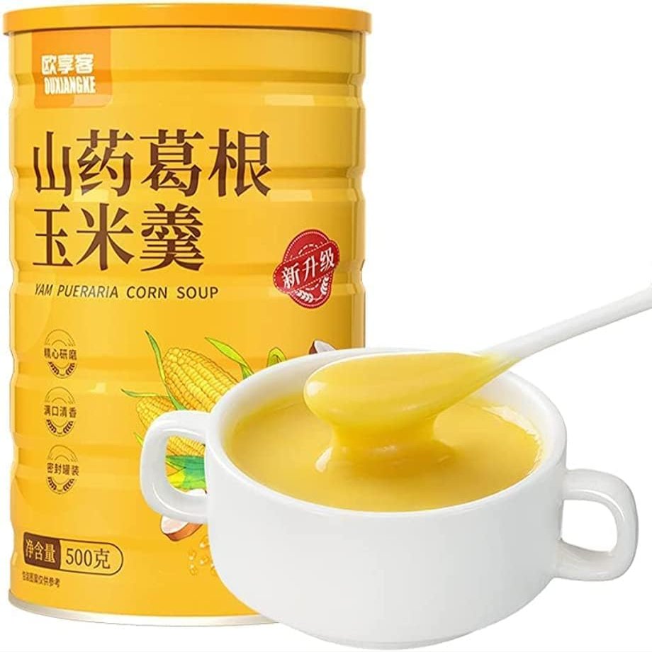 Chinese Yam Corn Paste Lotus Root Starch Sweet Scented Corn Soup,five Grain Flour 500g/Can Instant Breakfast PorridgeInstant Boiled Full Meal Substitute Porridge,Cereals and Vegetables (5 Can)