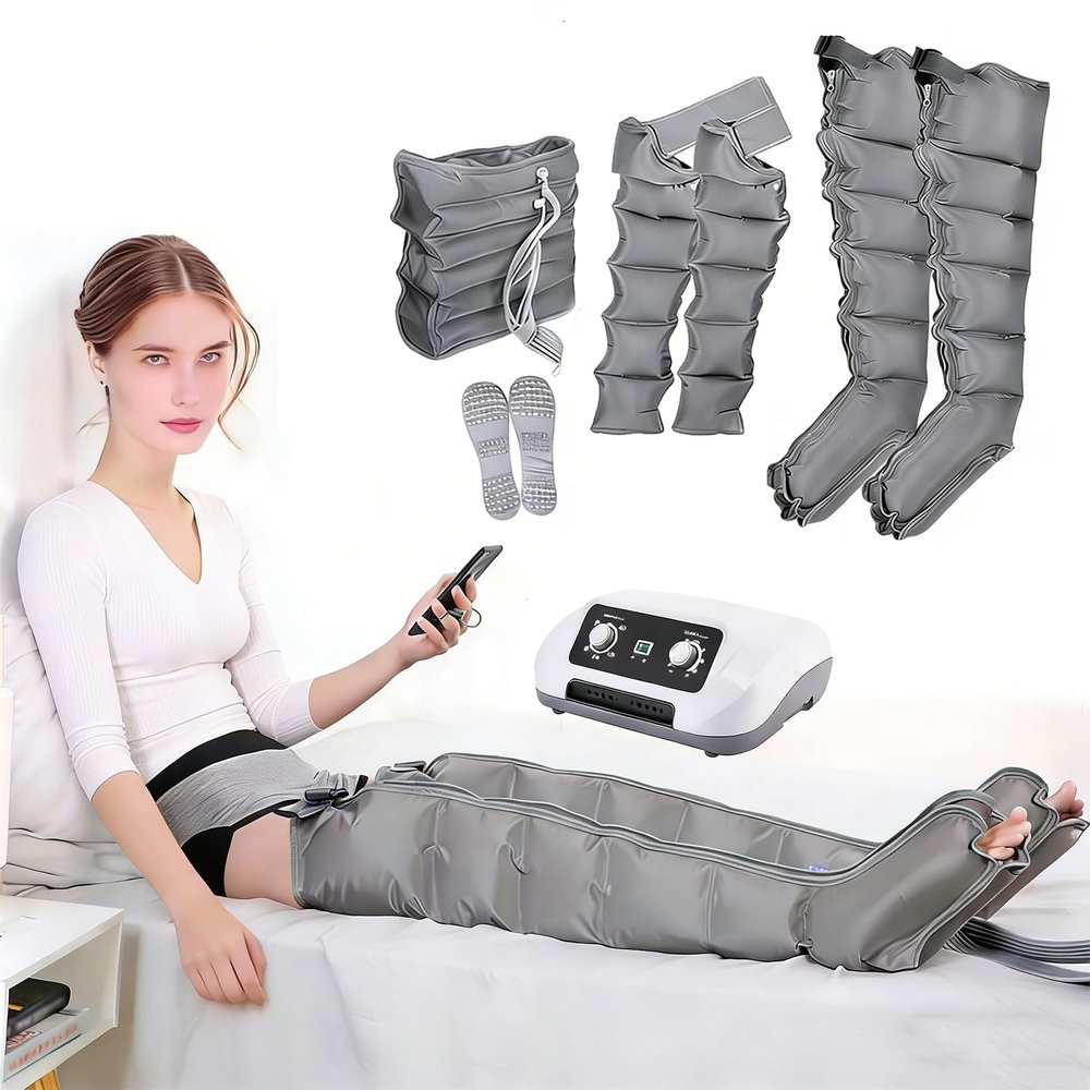 6-Cavity Pressotherapy Boots Lipedema Legs Treatment, Pressotherapy And Lymphatic Drainage, Air Compression Leg Massager, Arm Leg Waist Wraps For Pain And Circulation, 0240 MmHg Adjustable