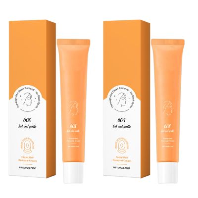 2 Pcs Face Hair Removal Cream, Gentle & Non-irritating Formula Facial Hair Remover Cream for Women, Smooth Skin for All Skin Types