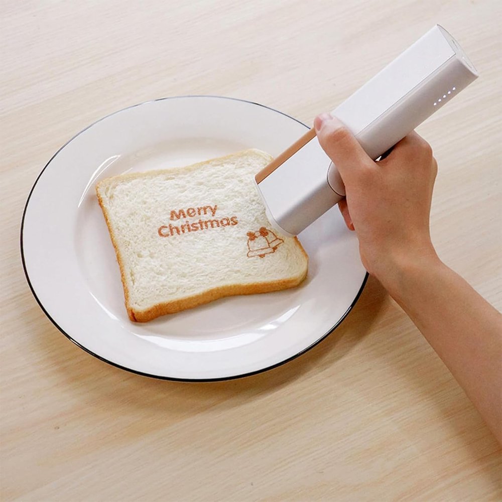 Edible Printer for Food, Handheld Printing Device with Auxiliary Ruler, Maximum Print Size 2.6 x 20cm, Adds Creative Designs to Bread, Coffee, Tableware