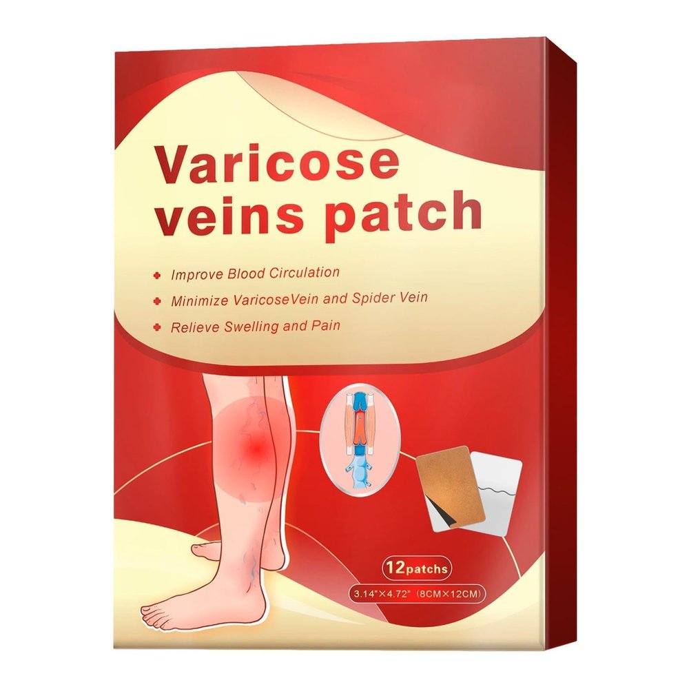 12Pcs Circulation Paste, spiders veins Patches For Legs - Soothing Swollen Relief Finish, 12 Pieces Per Box + Targeted Application, Non-Woven Fabric Polymer- For Leg Healthcare Massage
