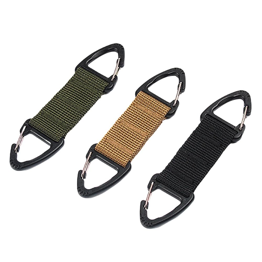GOOHOCHY 3pcs Extension Hook Black Nylon Ear Hook Strap Buckle for Backpack Hanging for Strap Extender
