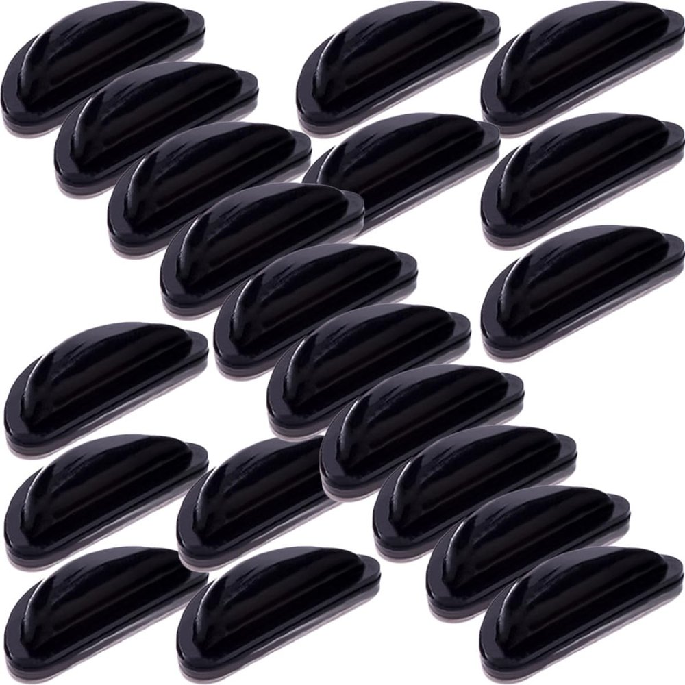 GALPADA 20 Pairs of Black Silicone Nose Pads for Glasses, Soft Non-Slip Eyeglasses Nose Pads with Height Increase Feature, Suitable for Flat Optical Frames