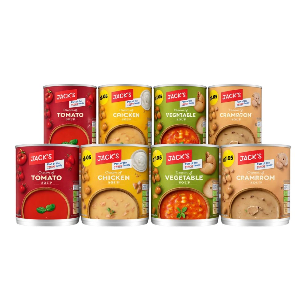 Mixed Soup Variety Pack 24 x 400g Mushroom Soup, Tomato Soup, Chicken Soup & Vegetable Soup Tinned Ready Meals Multipack, Convenient Pantry Staple, Long Shelf Life Grocery Bundle