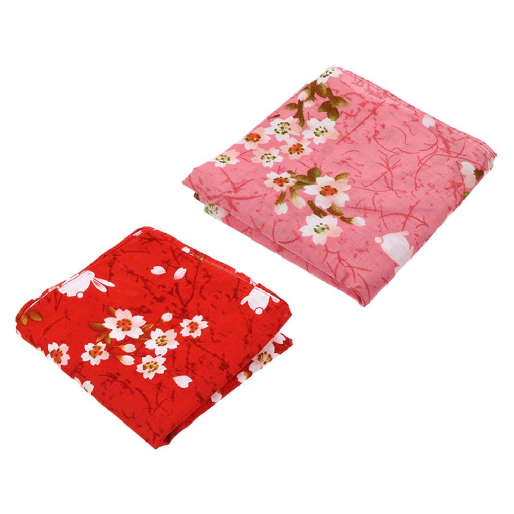 Kichvoe 2pcs Japanese-style Fabric Bento Lunch Wrapping Cloths with Floral Pattern, Easy to Dry and Sturdy Meal Packing Cloths for Personal Home and Lunch Box Use