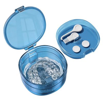Denture Bath Case - Portable Soaking Container | Tooth Storage Box with Leak Proof Lid for Cleaning Rinsing Slim Compact Design with Secure Closure for Travel Bathroom Daily Use