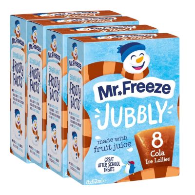 Cola Freeze Pops Multipack 8 x 62ml x 4 Boxes, Ready to Freeze Ice Treat Tubes, Classic Fizzy Style Frozen Snacks for Kids & Family (PACK OF 4)