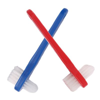 Alipis Denture Toothbrush Double-Headed 2Pcs with Blue and Red Handles Small Size for Adult Oral Care and Retainer Cleaning