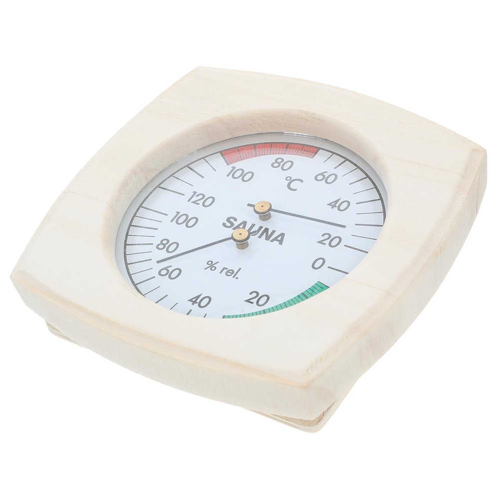 DECHOUS Sauna Room Hygrometer for Steam Room and Sauna with Wooden Structure Design and Easy Installation, Khaki Hanging Temperature and Humidity Gauge
