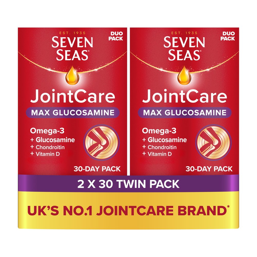 Seven Seas JointCare MAX GLUCOSAMINE, 60 Capsules + 60 Tablets, 2 Months Supply (2 x 30 Days Twin Pack), with Educational Leaflet