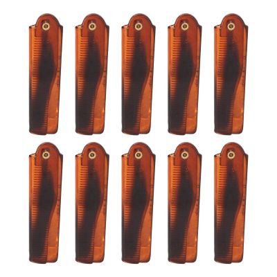 10 Pcs Folding Pocket Comb, Fine Tooth Portable Comb for Men, Hand Made Foldable Travel Comb with Gold Buckle, Compact Beard and Hair Styling Tool for Daily Use