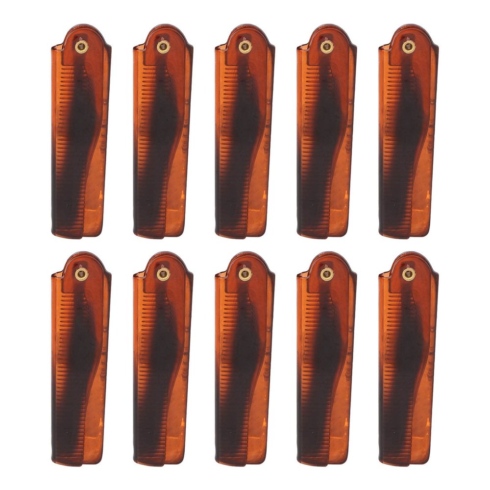 10 Pcs Folding Pocket Comb, Fine Tooth Portable Comb for Men, Hand Made Foldable Travel Comb with Gold Buckle, Compact Beard and Hair Styling Tool for Daily Use