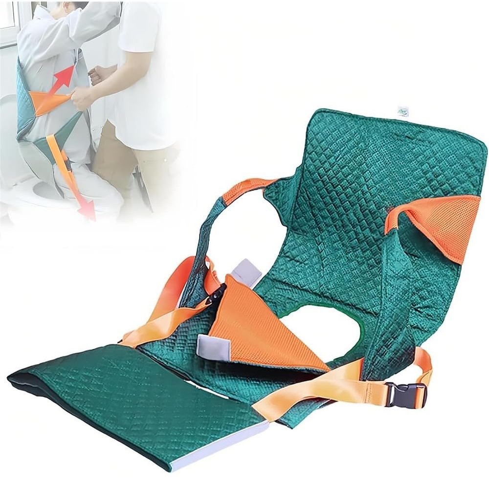 Patient Transfer Blanket for Easy Lifting, Turning Aid for Bedridden Individuals with Safe Belt and Adjustable Leg Pads