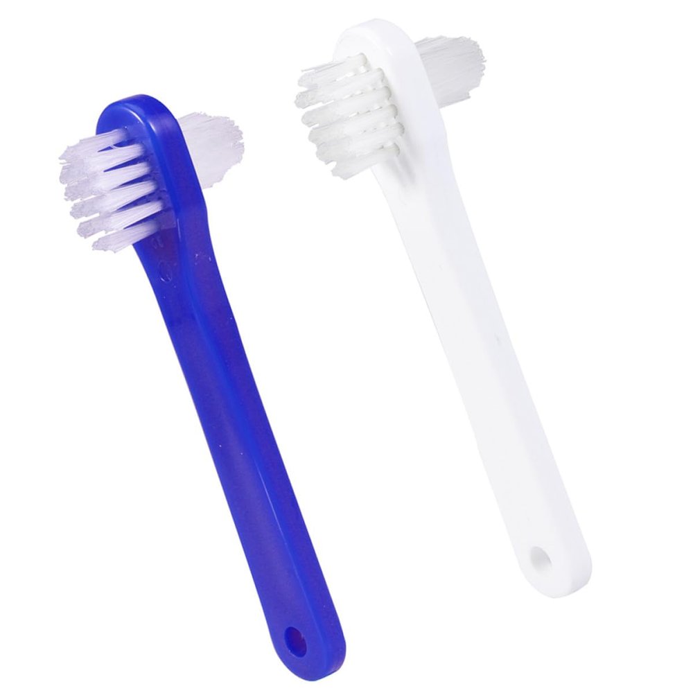 CTIRCHIU Denture Brush Dual and Nylon with Large Multi-Tufted and Smaller Angle-Trimmed 4pcs and Nylon Toothbrush Easy to Carry and Maintain for False Teeth and Retainers
