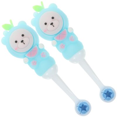 SWETRACE 2pcs Manual Toothbrush Set with Soft Silicone Bristles Bear Shape for Gentle Cleaning, Suitable for Ages 0-9, for Daily Oral Care