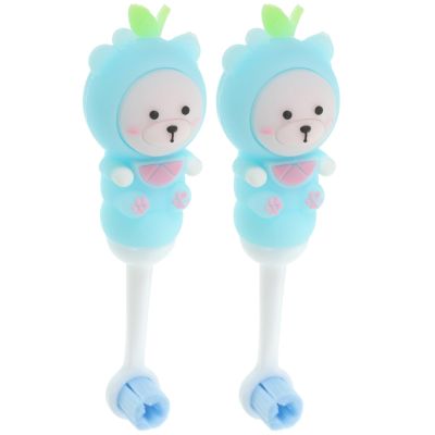 ADOCARN 2pcs Soft Bristle Toothbrush with Silicone Bear Shape for Gentle Care of Teeth and Gums, Mouth Toothbrush