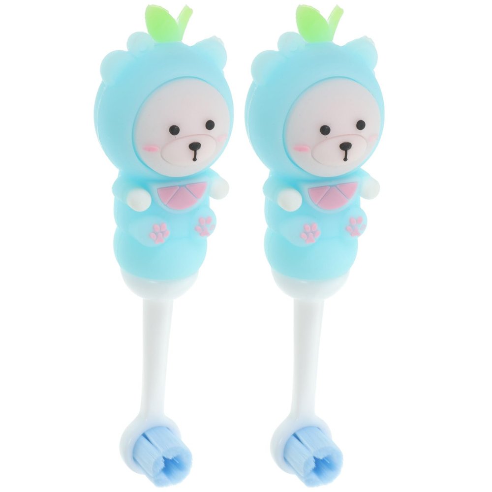 ADOCARN 2pcs Soft Bristle Toothbrush with Silicone Bear Shape for Gentle Care of Teeth and Gums, Mouth Toothbrush