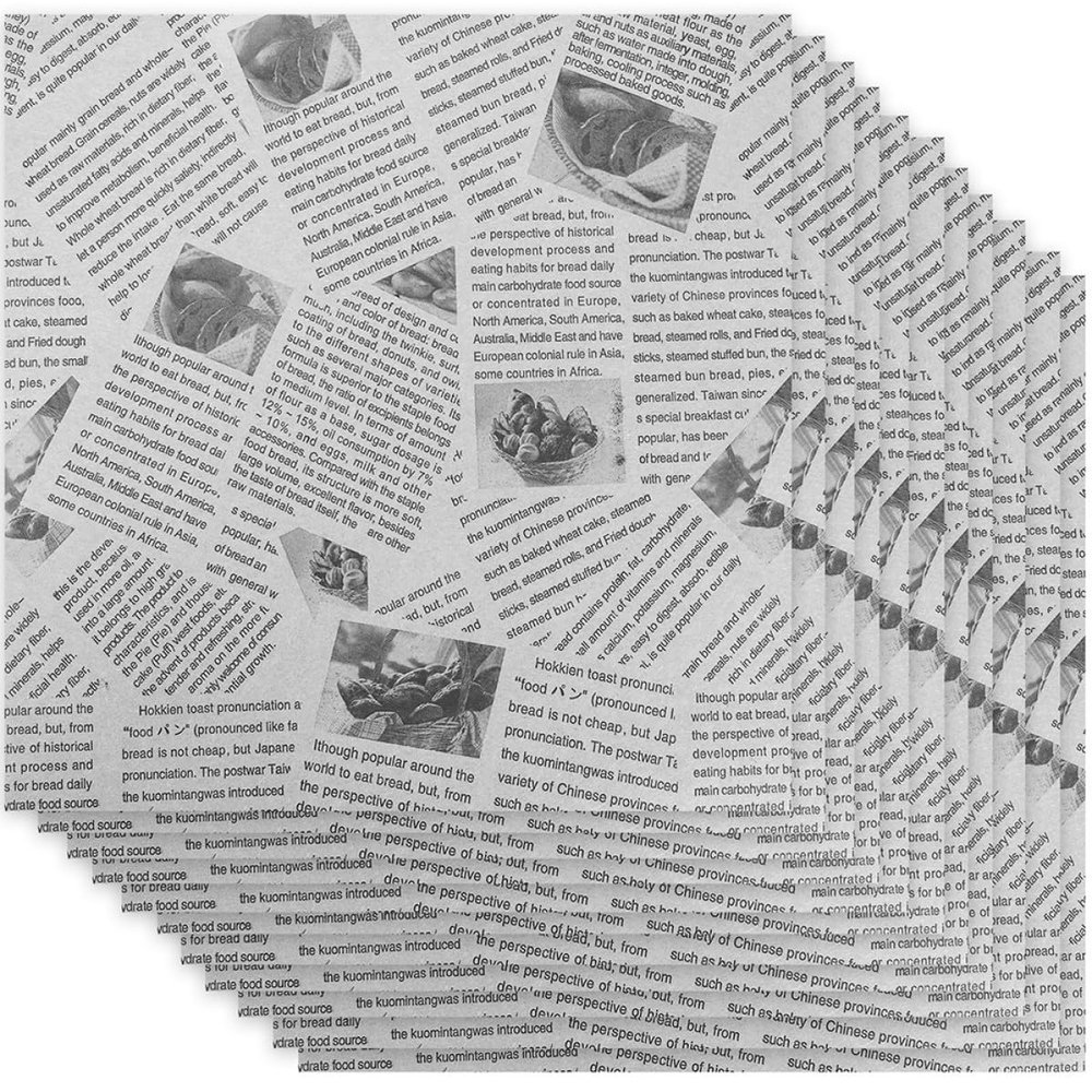 ADOCARN Greaseproof Paper Sheets Waterproof White Sandwich and Hamburger Wrappers 100pcs for Food Wrapping for Parties and Weddings