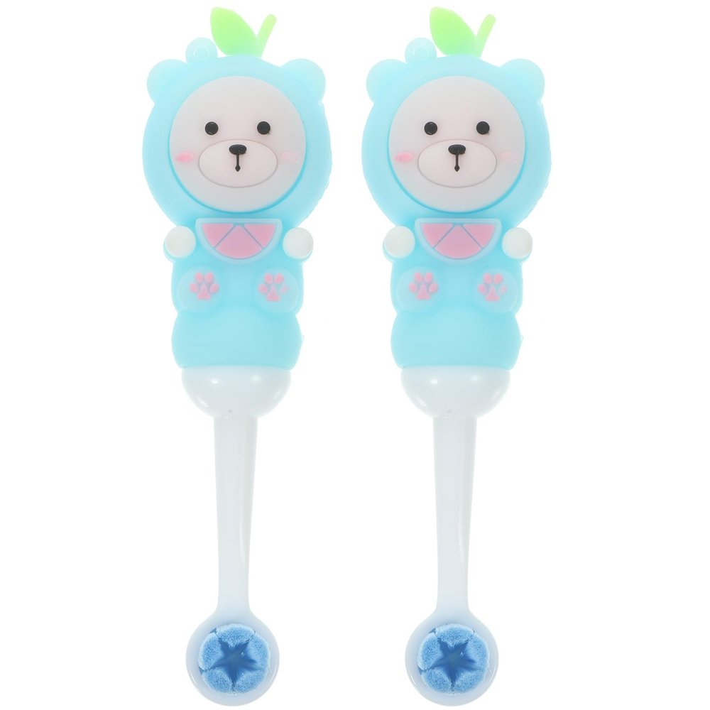 COOPHYA 2pcs Toothbrushes Soft Bristle Silicone Bear Shape Gentle Care for Teeth and Gums Effective Cleaning Manual Toothbrushes
