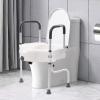 Mobility Safety Frame 3-in-1 Raised Toilet Seat with Lid and Handles, Adjustable Height, Supports 330.7lbs, Lightweight Aluminum for Disabled and Elderly view 4