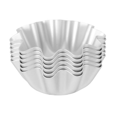 KOCKSHION 6pcs Non-Stick Aluminum Alloy Egg Tart Molds for Baking Silver Mini Tart Pans with Smooth Surface, for Home Kitchen and Cheese Cakes