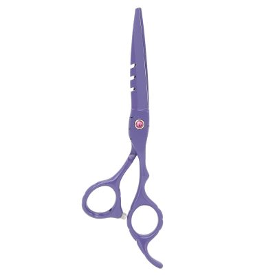 6 Inch Stainless Steel Beard Trimming Scissors, Barber Hair Cutting Shears, Precision Hand Sharpened Blades with Adjustable Tension Screw for Home Salon Use (Purple)