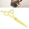 6 Inch Stainless Steel Beard Trimming Scissors, Barber Hair Cutting Shears, Precision Hand Sharpened Blades with Adjustable Tension Screw for Home Salon Use (Yellow) view 3