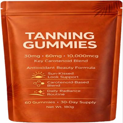 Tanning Gummies, 2026 Tanning Gummies Fast Tan Without Sun, Astaxanthin, Beta Carotene & Lycopene Blend with Vitamins C & E,Enhancing Natural Skin Tone, Natural Looking Glow 60 Counts (1Box)