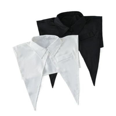 DUBTEDHOU Fake Collar, Detachable Half Collar Multicolor 2 Pcs For Women(White+black)