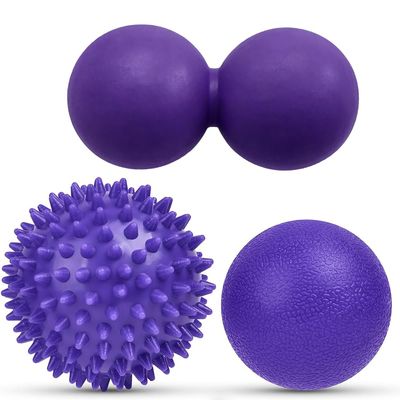3PCS Massage Ball Set with Spiky Massage Ball & Double Massage Balls, Trigger Point Massage Ball for Foot Massage, Myofascial Release & Back Muscle Recovery