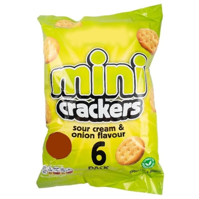 Mini Crackers Sour Cream & Onion Flavour, Vegetarian Snack, 150g