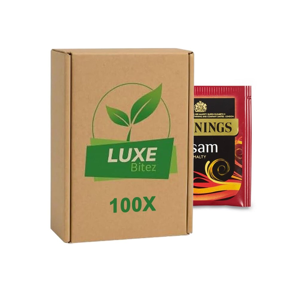 100x Black Assam Tea Bags Strong, Bold & Malty Flavor | Individually Wrapped Tea Sachets Envelopes | Refreshing Premium Tea | Compatible with Twinings By Luxe Bitez
