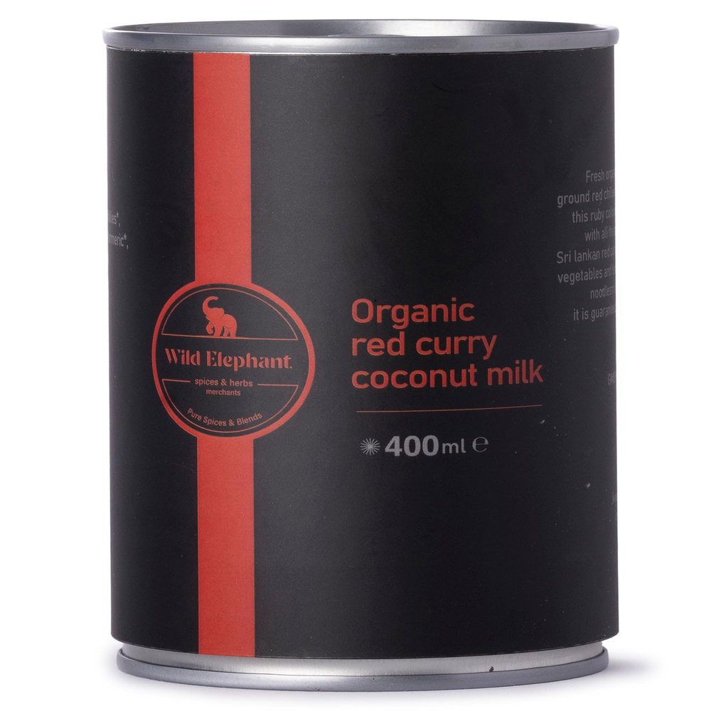Wild Elephant Organic Red Curry Coconut Milk 400ml - Ready-to-Cook Thai Base, No Artificial Additives - For Authentic Curries & Laksa - Packed in UK