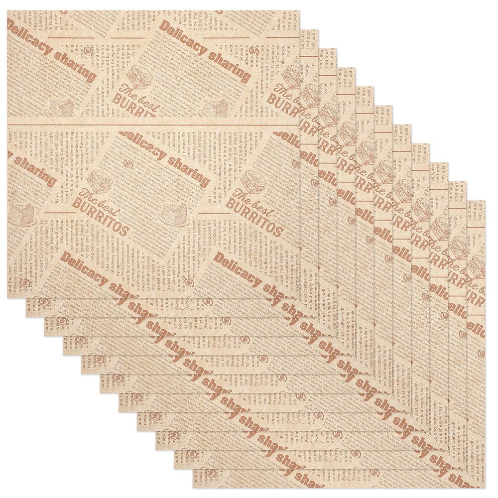 LALADEFIEE 100pcs French Fries Paper Wraps for Food Packing, Waterproof and Not Easy to Tear, Stylish Oilproof Paper for Parties and Family Gatherings, for Desserts and Cookies Assorted Style