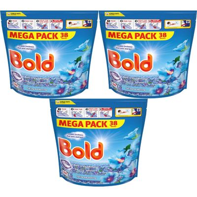 Bold Pods Spring Awakening Detergent Capsules With Built-In Lenor Softener 38 Washes - Pack of 3