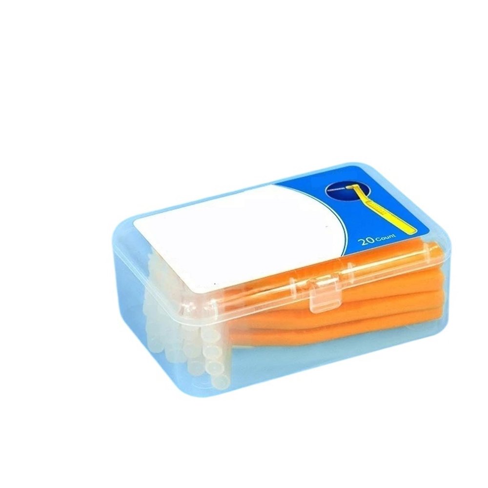 Interdental Brushes 20Pc/Box L-Shaped Interdental Brushes Cleaning Toothpick Teeth Tooth Pick Toothbrush(Orange)