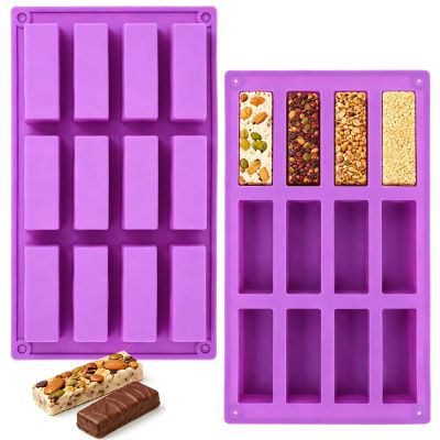 Set of 2 Cereal Bar Baking Moulds 29.7 x 17.2 cm Silicone 12 Cavities
