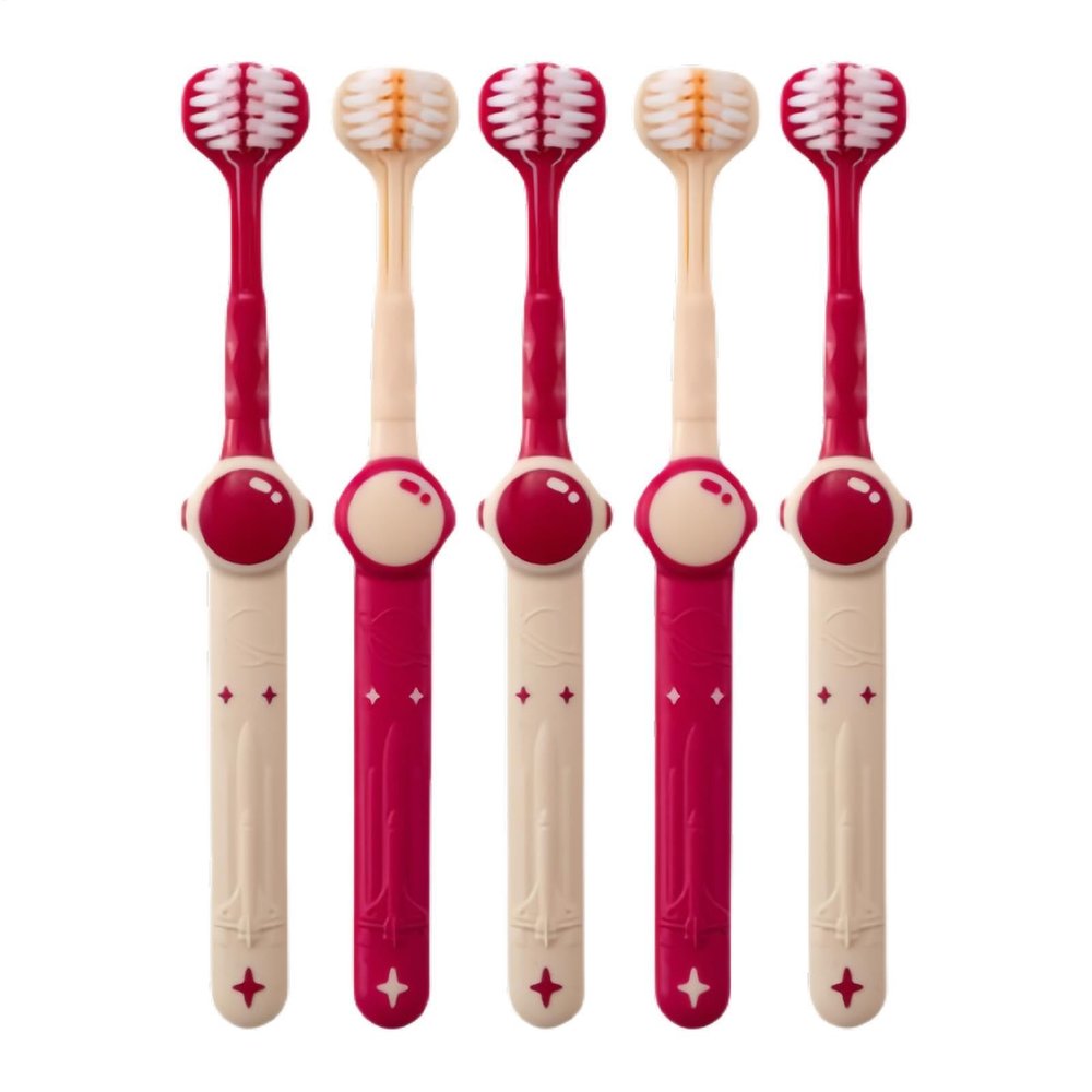 Children's Toothbrush - 5.91 Inch Cleaning Tool, 3-Sided Gum Care Hygiene Device, Habit Trainer, Deep Cleaning Routine for Girls, Home, Travel, Bathroom, Maintenance