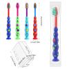 100 Pack Kids Toothbrush Bulk Soft bristles Toddler Lovely Toothbrush with Covers Suction Cup Individually Wrapped Toothbrushes for Home School Daycare Camp (4 Colors) view 2