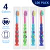 100 Pack Kids Toothbrush Bulk Soft bristles Toddler Lovely Toothbrush with Covers Suction Cup Individually Wrapped Toothbrushes for Home School Daycare Camp (4 Colors) view 4