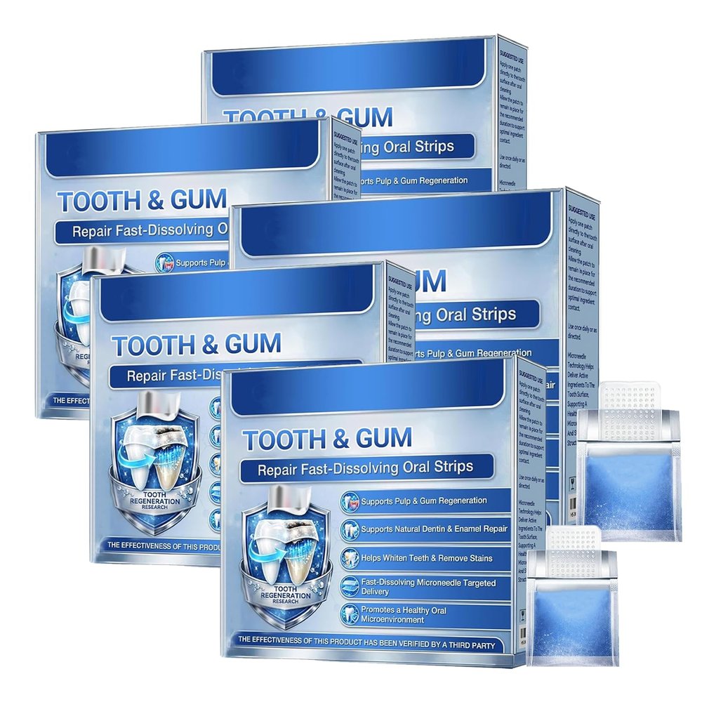 Glimmerly Tooth & Gum Repair Fast-Dissolving Oral Strips, Tooth & Gum Repair Oral Strips, Gentle Oral Care, Whiten Teeth and Freshen Breath (5PCS)