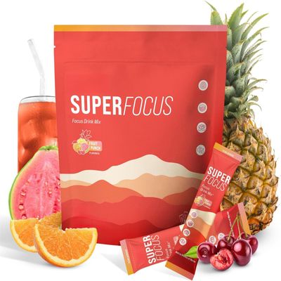 Fruit Punch Flavor Superfocus Focus Drink Mix for Daily Mental Support