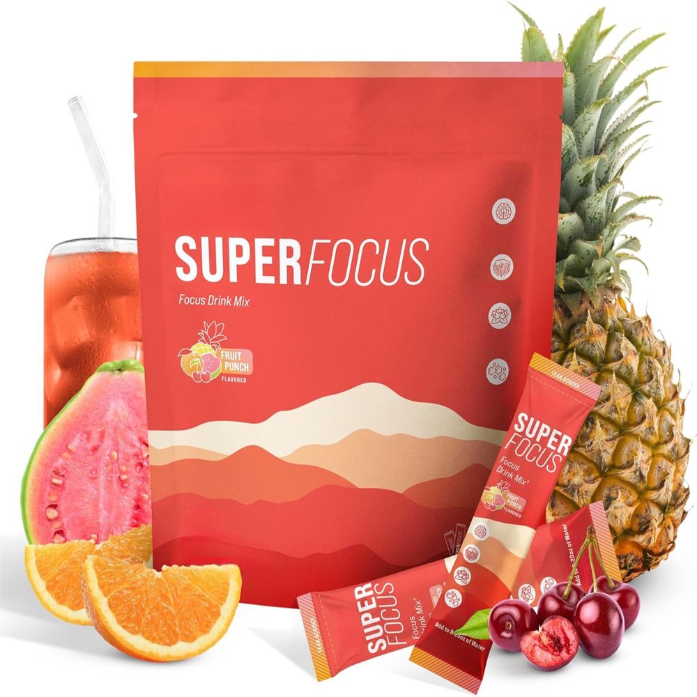 Fruit Punch Flavor Superfocus Focus Drink Mix for Daily Mental Support