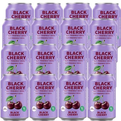 Variety Fruit Flavour Soft Drink 330ml Apple & Elderflower, Mango & Passionfruit, Black Cherry, Refreshing Sparkling Beverage Assorted Pack - itgv (24 x cans, Black Cherry)