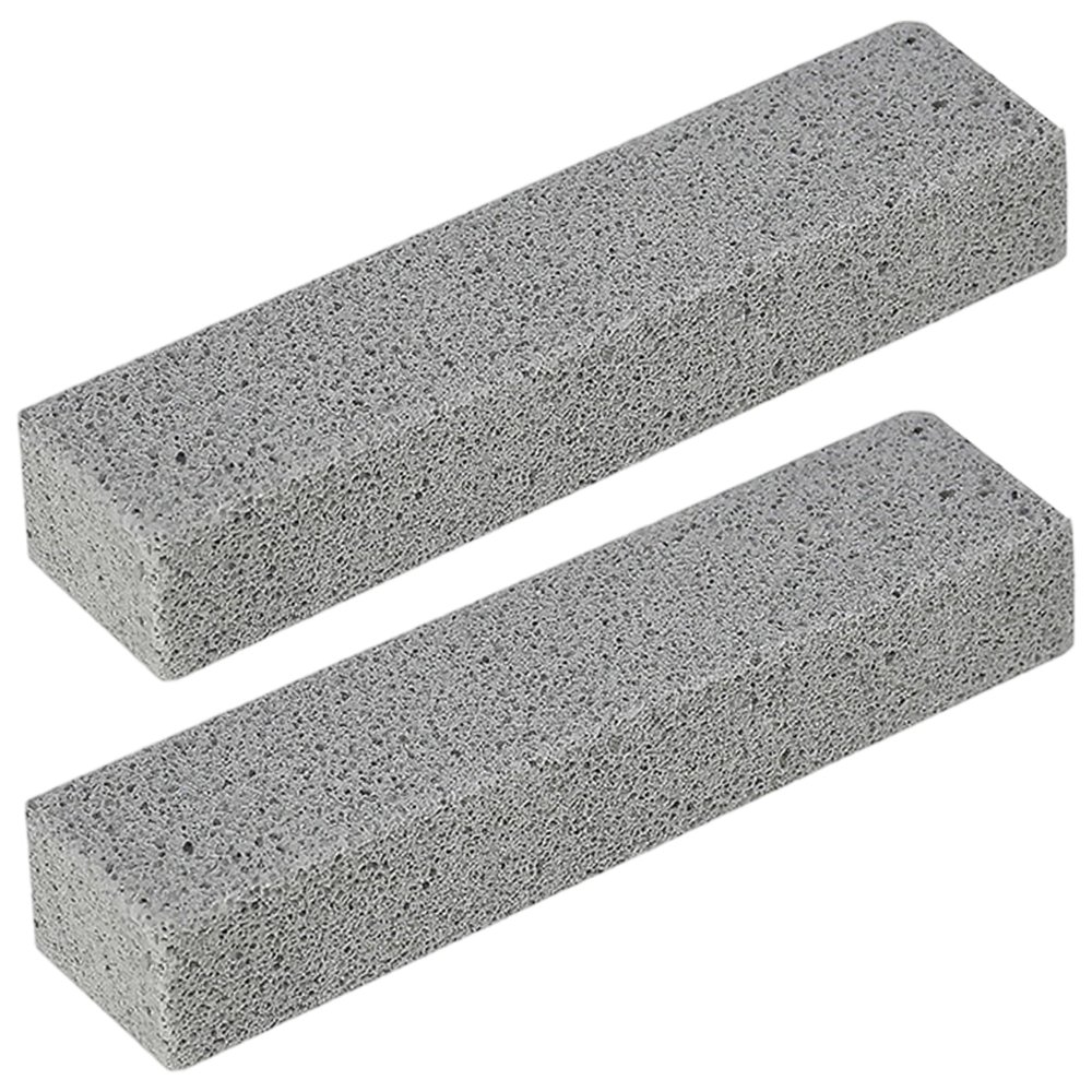 2 Pack Pumice Scouring Pads, Natural Pumice Stone for Toilet & Bathroom Cleaning, Effectively Removes Tough Stains from Porcelain & Ceramic Surfaces, Grey Scouring Pads